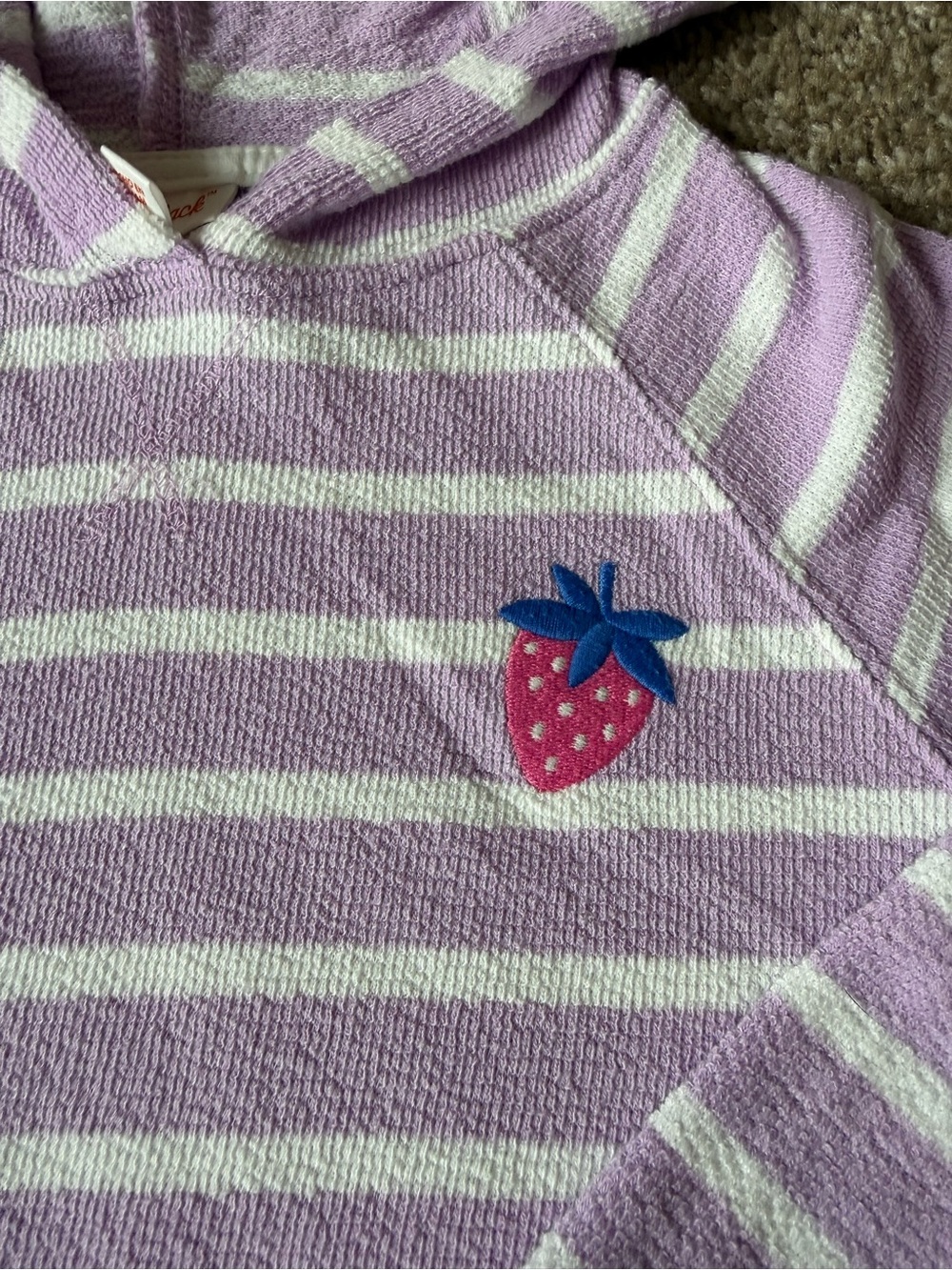 Cat & Jack Lilac and White Striped Terry Shorts - Picture 3 of 7